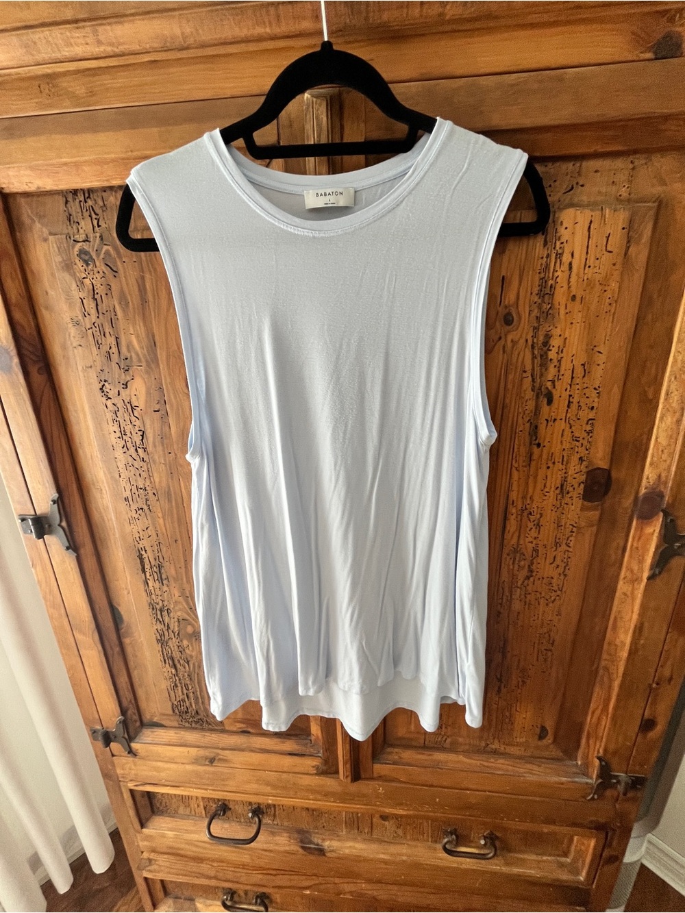 Babaton Pale Blue Sleeveless Crewneck Tank